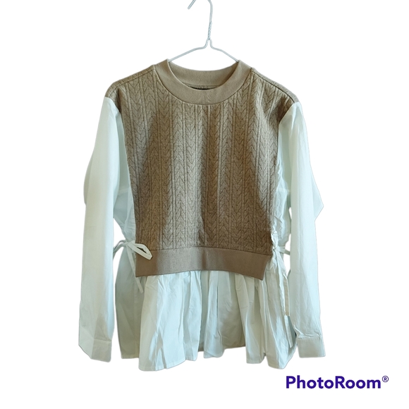 Tops - 2 in 1 Blouse Vest, Khaki, size 6